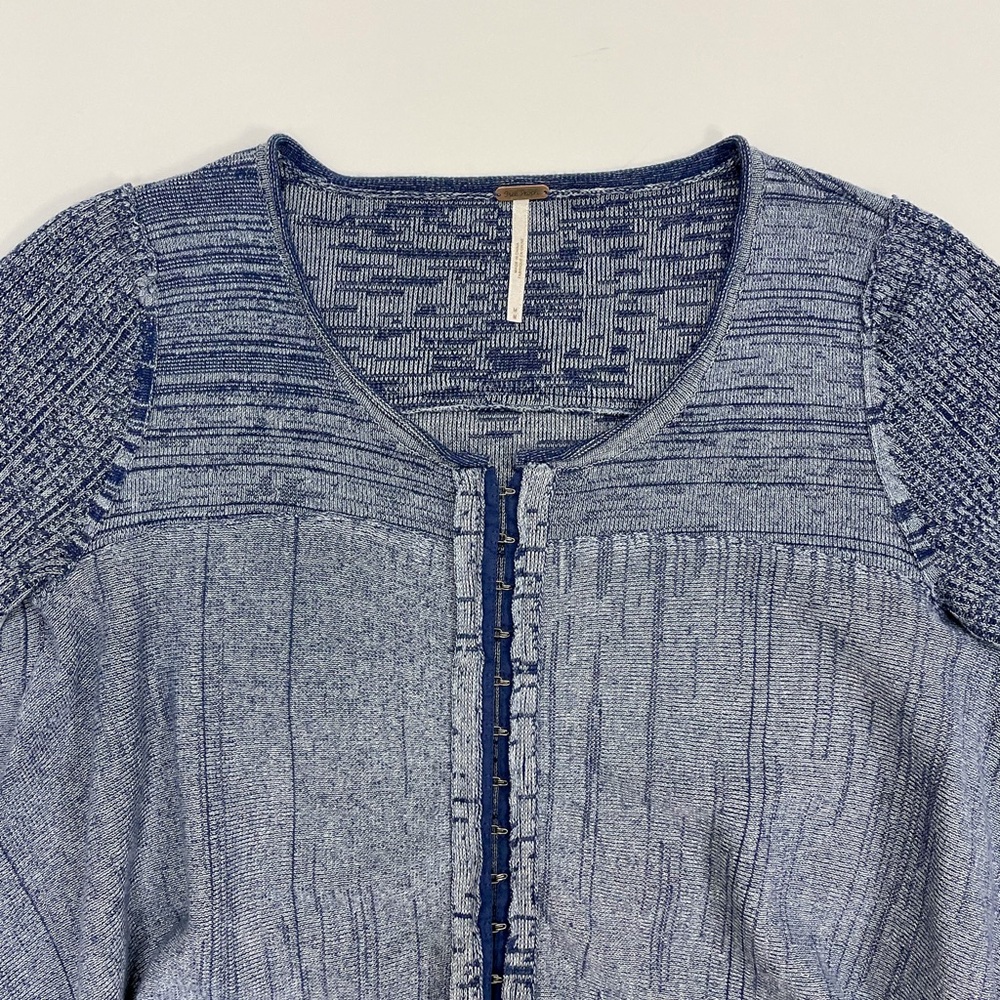 Blue Women’s Knit Sweater Cardigan - Classic Crewneck